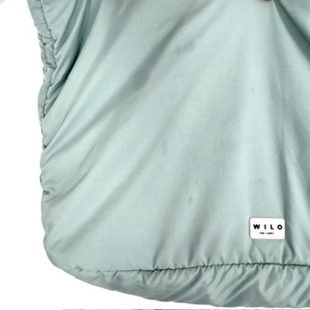 Wilo The Label Ruched Sling Shoulder Bag Polyester Slouchy Zip Top Blue Green - Picture 5 of 13